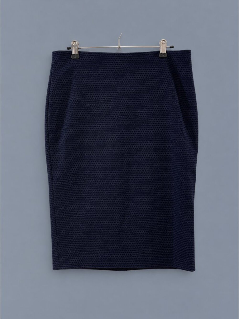 Lord & Taylor Navy Blue Black Textured Jacquard Pencil Skirt. Size 8